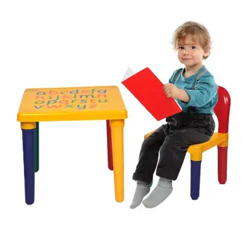 1 Takım Masa ve Sandalyeler Plastik DIY Çocuk Seti Oyun Yürümeye Başlayan Aktivite Eğlenceli çocuk oyuncağı Çocuk masa ve sandalye seti ABD Stokta Bırak Gemi