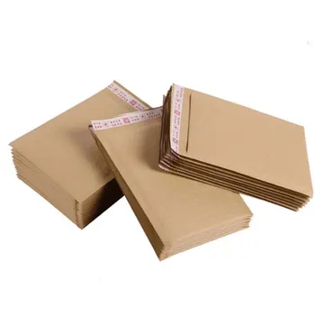  100 Adet Doğal Kraft Kağıt Kabarcık Mağaza Çantaları Darbeye Dayanıklı Kabarcık Mailler Kendinden Yapışkanlı Nakliye Posta Çantaları Iş Malzemeleri