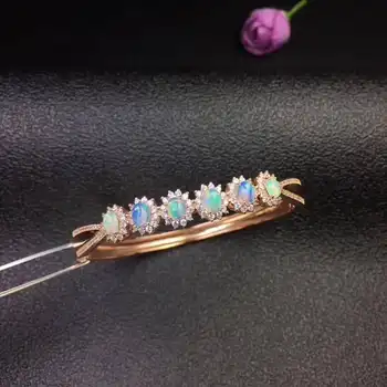  100 % Doğal Ve Gerçek Opal bileklik Katı S925 Gümüş Kadınlar Için Renk Gem Taş Yüzük Güzel Takı