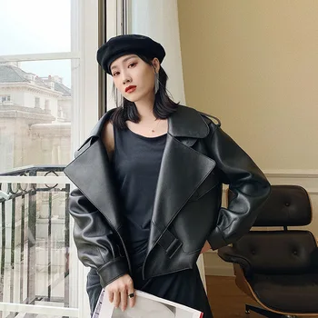  100 % Gerçek Koyun Derisi Ceket Kadın Sonbahar Bahar Giysileri 2020 Kore Streetwear Montone Hakiki Deri Chaqueta Mujer W3041