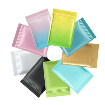  1000 Adet / grup renkli ısı sızdırmazlık kilitli torbalar gözyaşı çentik metalik Mylar düz Zip kilit paketi çanta İçin Herb toz toptan