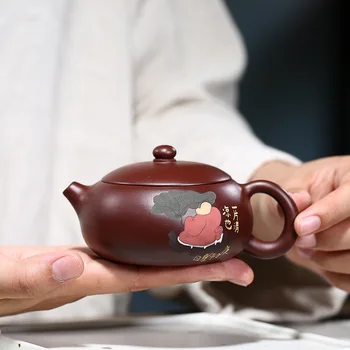  200 ml Otantik Yixing Ham Cevher Zhu Ni Mor Kil demlik El Yapımı Ev Filtre Xishi Pot Çay Töreni Özelleştirilmiş Drinkware
