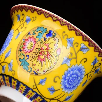  200 ml Renk Emaye Gaiwan Handpainted Arabesquitic Seramik Çay Gezdirilir Kung Fu Çay Seti Çini Çin Çay Servisi
