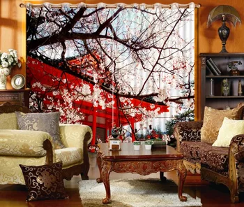  2017 Japen Tarzı Perdeler güzel avlu Şeftali çiçeği Karartma Perdeleri Ev Dekor yatak odası perdeleri