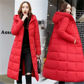  2019 Yeni Kış Düz Renk Ince Uzun pamuklu ceketler Yastıklı Sıcak Rahat Standı Yaka Ceket Kış Kadın Kapüşonlu ceket Parkas W151