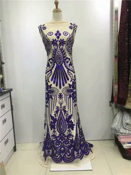  2019 yüksek kaliteli Fransız Nijeryalı sequins net dantel, afrika tül örgü dizisi dantel kumaş parti elbise için 5 yards/lot altın siyah