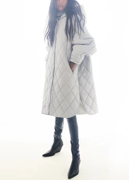  2020 Yeni Kış Kalın Kapüşonlu Parkas Kadın Moda Gevşek Katı Palto Kadınlar Zarif A Line Uzun Pamuk Ceketler Kadın Bayanlar