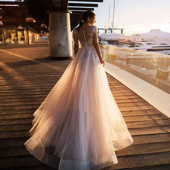  2021 Beach Wedding Dresses Boho Appliques Lace Bridal Gowns Vintage Tulle Свадебное Платье Plus Size Princess Vestido De Noiva