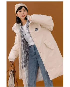  2021 Kış Aşağı Pamuk-yastıklı Ceket kadın Yeni Stil Kore Gevşek Orta uzunlukta Over-the-diz Yastıklı Ceket
