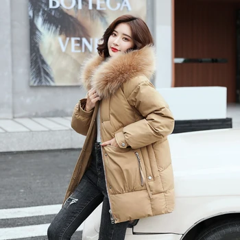  2021 kış yeni orta uzunlukta aşağı yastıklı ceket, gevşek Kore moda, sıcak ve ince ceket