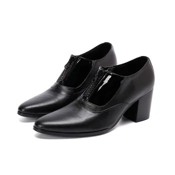  2021 Lüks Yeni 6 cm erkek Yüksek Topuklu İtalya Tarzı Moda gündelik erkek ayakkabısı Parti elbise Ayakkabı Zarif erkek Sivri Düğün Damat Ayakkabı