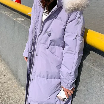  2021 Yeni Bayanlar Kış Ekmek Giyim Kürk Kapşonlu Yastıklı Aşağı Sıcak Pamuk Ceket Kadın Büyük Boy Gevşek Uzun Palto G297