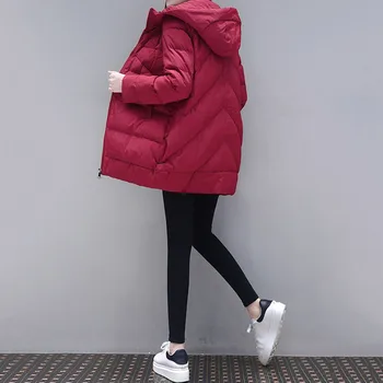  2021 Yeni Pamuk ceket Kadın Parka Orta Uzunlukta Kapşonlu Aşağı Pamuk kışlık ceketler Rahat Pamuk Yastıklı Sıcak Tutmak kadın Palto