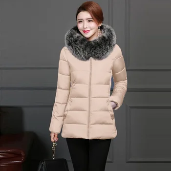  2021New Büyük Kürk Kış Bayanlar Sıcak Ceket Kore Mizaç Kapşonlu Parka Pamuk 6XL kadın pamuklu ceket Kış Giysileri Kadın