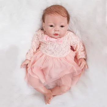  22 inç Reborn Bebekler Küçük Prenses Silikon Bebek Gerçekçi Bebek Çocuk Oyun Arkadaşları Pembe Elbise Gerçekçi Bebe Yenidoğan Bebekler 55 cm