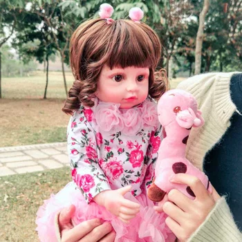  22 inç Yaklaşık 56 cm Tam Silikon Vücut Yeniden Doğmuş Bebek Bebek Oyuncak Vinil Yenidoğan Bebe Çiçek Etek Banyo çocuk için oyuncak En İyi doğum günü hediyesi