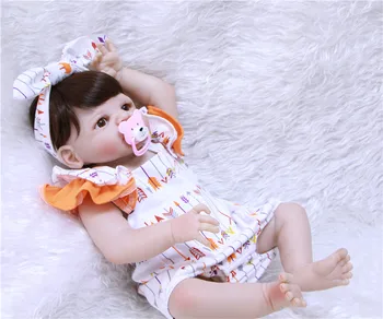  23 İnç Gerçekçi Bebe Reborn Tam Vücut Silikon Vinil Reborn Bebekler Bebekler 57 cm Gerçekçi Yenidoğan Bebek kız çocuk Günü Hediyeleri