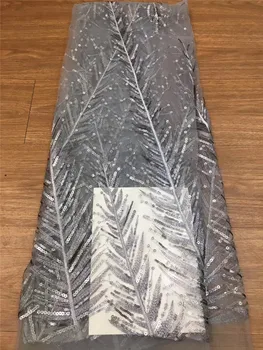  3 renk seçeneği ile Fransız net dantel son aplike çiçek dantel kumaş payetler ve taşlar için gelin elbise JRB-12098