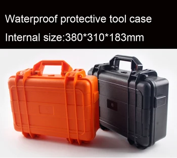  380 * 310 * 183MM Su Geçirmez alet çantası araç kutusu koruyucu Kamera Çantası Alet kutusu bavul Darbeye dayanıklı önceden kesilmiş köpük