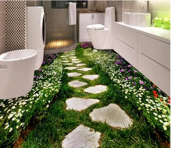  3d zemin duvar çiçek yol kendinden yapışkanlı 3D zemin PVC şelale zemin Banyo 3d duvar kağıdı zemin