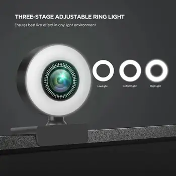  4 K Webcam 2 K Full HD Web kamera Mikrofon İle LED dolgu ışığı USB Web kamera İçin Dönebilen PC bilgisayar Laptop için Streaming canlı