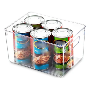  4 Pcs Temizle Kiler Organizatör Kovaları Ev Plastik gıda depolama Sepeti ile Kesme Kolları için Mutfak, Tezgahı
