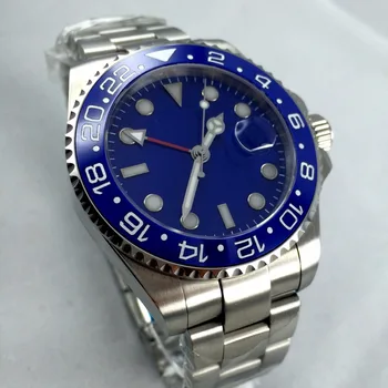  43mm bliger Mavi kadran GMT Mavi seramik çerçeve safir kristal otomatik mens watch P7