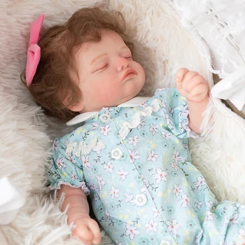  48 CM Reborn Bebek Bebek Uyku Kız Rosalie Köklü Kirpikler Yumuşak Vücut Esnek Köklü Saç Hediye Çocuklar için