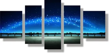  5 Yaratıcı Fotoğraf Sahne Duvar Boyama Duvar Resimleri Oturma Odası İle Bir Resim Asılı.Yıldızlı Gökyüzü Yüksek Kalite