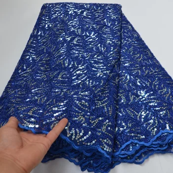  (5 yards / pc) yüksek kalite Afrika Fransız net dantel kumaş şeftali pembe tül dantel ile shining sequins nakış için parti FLP248