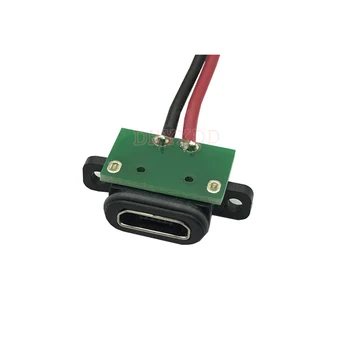  50 Adet Mikro USB 5pin Su Geçirmez Dişi Konnektör Vida Deliği İle 3A 36 V Güç Şarj Soketi Kurulu İle Kablo İle