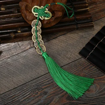  50 Adet Polyester Çince Knot Düğüm Tarzı Şanslı Muska Bakır Sikke Püskül Nimet Hediyeler Fringe Trim Kolye Dekorasyon 2018