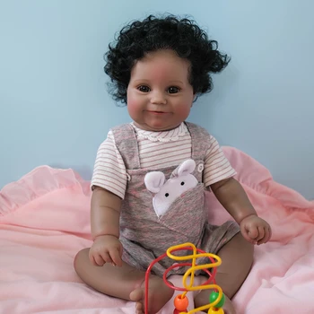  50 Cm Tam Vücut Silikon Reborn Maddie Bebek Koyu Kahverengi Siyah Cilt El-Detaylı Boyama Bir Banyo Alabilir