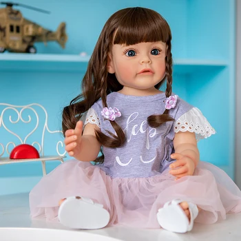  55 cm Silikon Reborn Yürümeye Başlayan Kız Prenses Sue-Sue El-detaylı Boyama Oyuncak Kızlar için