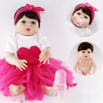  55 cm Tam Vücut Silikon Reborn Kız Bebek oyuncak bebekler 22 inç gerçekçi simualtion Bebekler Bebekler Yıkanmak Oyuncak Oyun Evi menina Oyuncak Bebek