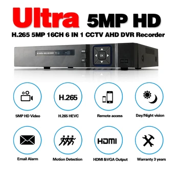  5MP 16 Kanal DVR Hibrid 6 İn 1 NVR TVI CVI AHD CCTV DVR Kaydedici Yüz Algılama Dijital Güvenlik Gözetim Video Kaydedici