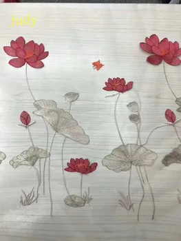  6-color basit nakış Çin tarzı lotus örgü moda kumaş gelinlik moda tasarımı LF039 kullanılır