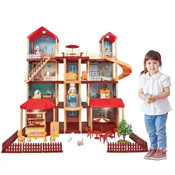  70x53x91 cm DIY Bebek Evi Çocuk Yetişkin Dollhouse Minyatür Mobilya El Inşaat Ev çocuklar ıçin Noel doğum günü hediyesi