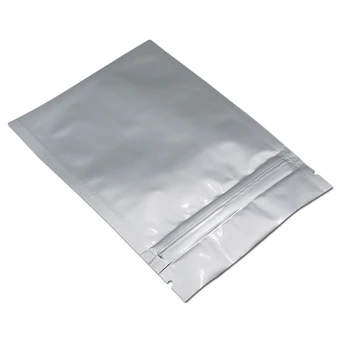  9 * 13 cm Düz Gümüş Ön Temizle Saf Alüminyum Folyo Mylar Zip Saklama Torbaları Koku Geçirmez Torbalar Yeniden Kapatılabilir Ambalaj Gıda Paketi Çanta