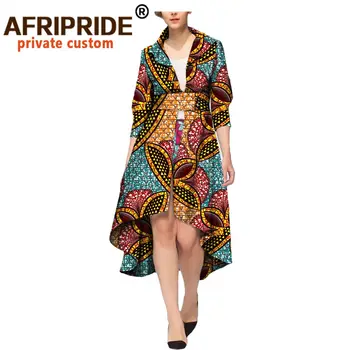  Afrika Mont Kadınlar ıçin Dashiki Dış Giyim ıle Kemer Baskı Gündelik Giyim Balmumu pamuklu uzun kollu tişört Açık Ön Ankara Giysileri A722419