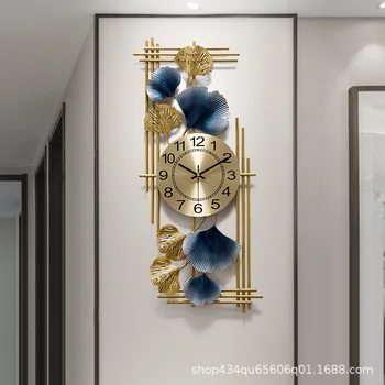  Altın Modern duvar Saati Metal Oturma Odası Dekorasyon Ginkgo Yaprağı Saatler Duvar İzle Ev Dekorasyonu Dilsiz Lüks Sanat Yaratıcı Hediye