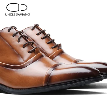  Amca Saviano Oxford Iş Tarzı erkek ayakkabısı Elbise En ıyi erkek ayakkabısı Ofis Rahat Orijinal Hakiki Deri Tasarımcı Erkek Ayakkabı