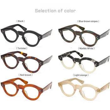  Asetat EyeglassFrames Erkekler Glsses Kişiselleştirilmiş Retro Kalın Sınır Optik Gözlük Çerçeve El Yapımı Çerçeve Gözlük Reçete