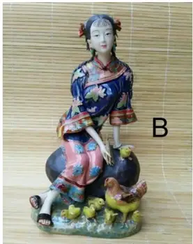  Bahçe müzik antik güzellik Shiwan bebek seramik Çin tarzı oturma odası kız Güzellik şekil Heykel heykeli Ev Dekorasyon