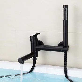  Bakır Küvet Musluk Sıcak Soğuk Siyah Fırçalanmış Altın Banyo Duş Seti Banyo Musluk Torneiras Banheiro Yapmak Banyo Armatürü BC50LT