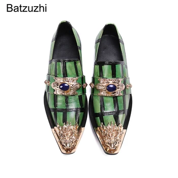  Batzuzhi 2021 Yeni El Yapımı erkek ayakkabıları Kişilik Demir Ayak Deri Elbise Ayakkabı Erkekler Slip-on Resmi Iş, Parti Zapatos Hombr