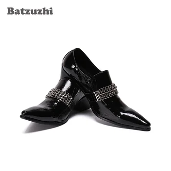 Batzuzhi 6.5 cm Yüksek Topuk erkek deri ayakkabı Sivri Burun Resmi erkek resmi ayakkabı Beyefendi Parti ve Düğün Ayakkabı Erkekler Zapatos Hombr