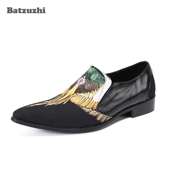  Batzuzhi El Yapımı erkek ayakkabıları Lüks Resmi Deri Elbise Ayakkabı Erkekler Slip-on Iş / Parti / Düğün zapatos de hombre,büyük EU38-46