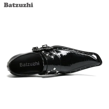  Batzuzhi Japon Tipi erkek ayakkabısı Toka Siyah Deri Elbise Ayakkabı Erkekler Punk Rock Parti ve Düğün Ayakkabı Erkekler, büyük Boyutları 38-46