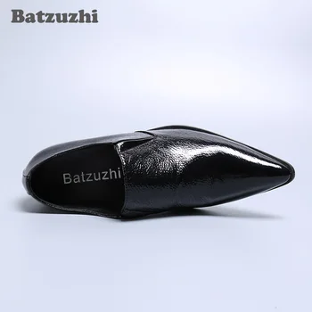  Batzuzhi Lüks erkek ayakkabısı Yumuşak Hakiki Deri Siyah Sivri Burun Slip-on deri Elbise Ayakkabı Zapatos Hombre Resmi iş ayakkabısı